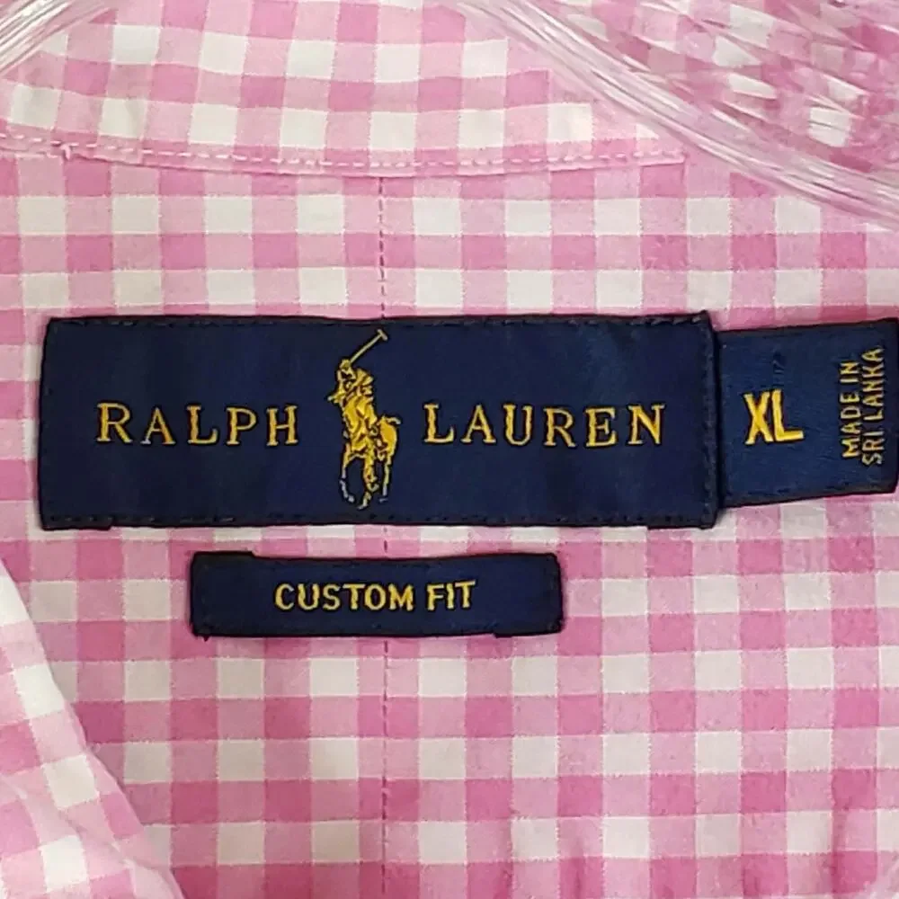Polo Ralph Lauren Shirt Men’s Size XL Pink Gingham Plaid LS Button Down